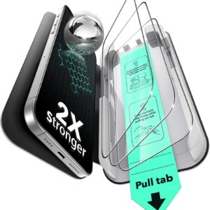 ESR Pellicola Vetro Temperato per iPhone 15 Pro, Protezione di livello militare, Durezza 9H, Vetro temperato a copertura totale con supporto UltraFit, 3 Pezzi