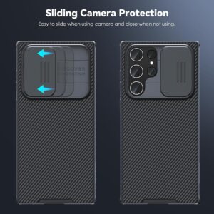 CloudValley Cover per Samsung Galaxy S23 Ultra 5G 6.8”, Custodia Protettiva Sottile, Cover Resistente ai Graffi, Accessori con Copertura Protettiva Scorrevole Della Fotocamera – Nero