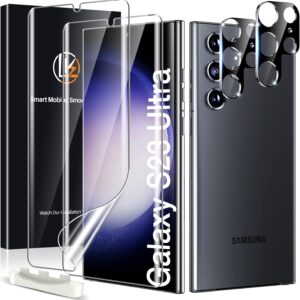 LK 4 Pezzi Pellicola Compatibile con Samsung Galaxy S23 Ultra 5G, 2 Pezzi Pellicola Protettiva e 2 Pezzi Pellicola Fotocamera, Senza Bolle, HD Trasparente Film TPU [Non Vetro]