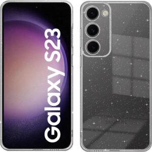 Kaywzo Cover per Samsung Galaxy S23 5G,Custodia Trasparente TPU Glitter con Protezione della Fotocamera,Brillante e Splendente Donna Ragazza Silicone Phone Case Cover