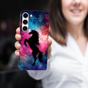 GlamCase per Samsung Galaxy S23 5G Custodia, Custodia Galaxy S23 – Cavallo Galaxy Spazio Stelle Design Stampato Slim Fit Simpatica plastica rigida a scatto Protettiva Custodia/Cover per telefono poste
