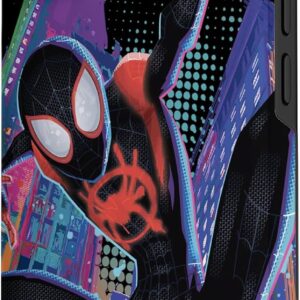 Custodia per iPhone 15 Marvel Spider-Man nella città di Spider-Verse Miles Morales