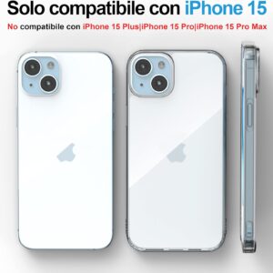Jupitrix Cover for iPhone 15 6,1 Pollici, Custodia Trasparente Anti Ingiallimento Case Protezione Militare-Grade Antiurto Flessibile Bumper TPU Anti Graffio Antishock Sottile PMMA Retro Duro