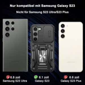 Saiboro per Cover S23 Cover con Supporto (6,1 Pollici), Cover Galaxy S23 5G con Staffa e Protezione per Fotocamera, Custodia Samsung S23 Antiurto Protettiva per Esterno – Nero
