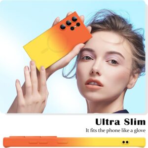 Newseego Custodia Samsung Galaxy S23 Ultra Compatibile con MagSafe, Cover Magnetico Quadrata in Colore Sfumato TPU Antiurto Protezione Fotocamera Cover per Samsung S23 Ultra – Arancione/Giallo