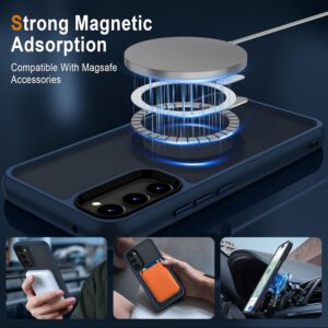 KetteTech Cover Magnetica per Samsung Galaxy S23 5G Compatibile con MagSafe, Custodia Antiurto Traslucida Opaca Posteriore Sottile Antigraffio Livello Militare Resistente Protettiva Case, Blu Scur