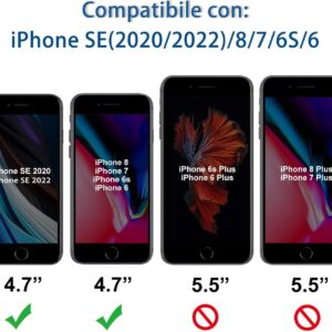 Vetro 2.5D per iPhone SE2022 /iPhone SE2020 /iPhone8/iPhone7/6S/6 pellicola vetro temperato (4,7″)-HD 9H durezza, 0,33 mm super trasparente (4pezzi Con Strumenti Facili da Installare)
