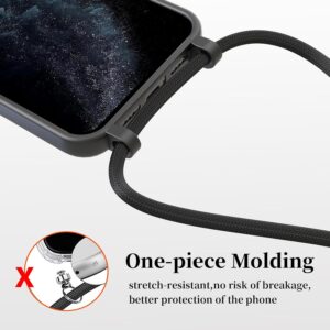 AOMYKE Cover per iPhone 15 con Cordino, Custodia con Laccio Collana Tracolla Collo Liquido Silicone Antiurto TPU Antiurto AntiGraffio Case – Nero