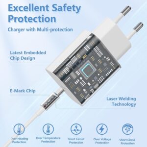 Caricatore per iPhone 16 15, 20W Caricabatterie Rapido con 2M Cavo per Apple iPhone 16 Pro Max/15 Plus/iPad Pro 12.9/11 inch/Air/Mini Tipo C Cavetto Ricarica Caricatore per USB C Carica Batteria