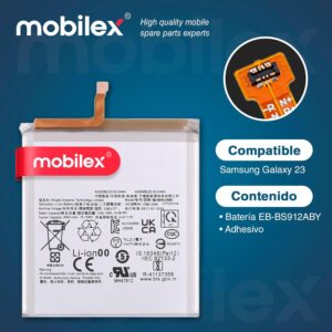 MOBILEX® Batteria per Samsung Galaxy S23 (EB-BS912ABY) | Ricambio interno | 3900mAh – OEM | Capacità originale