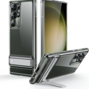 ESR Cover con Cavalletto per Samsung Galaxy S23 Ultra, 3 modalità di Supporto, Protezione dalle Cadute, Abilitata alla Ricarica Wireless, Custodia Sottile con Supporto Brevettato, Trasparente