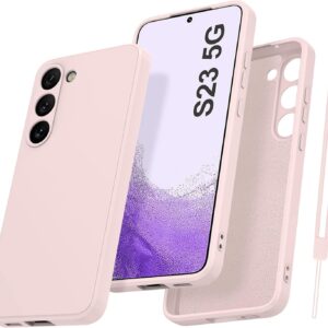 Qasyfanc Cover Per Samsung Galaxy S23 5G con Protezione Fotocamera, Custodia Samsung S23 5G Silicone Morbida, Antiurto, Sottile, Rosa