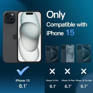JETech 3 in 1 Cover Magnetica per iPhone 15 6,1 Pollici con Pacco da 2 Vetro Temperato Pellicola Protettiva, Compatibile con MagSafe, Traslucida Opaca Retro Custodia (Nero)