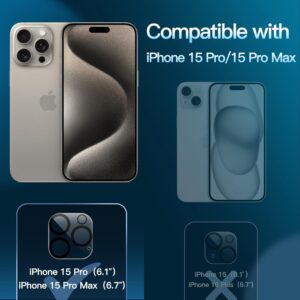 JETech Pellicola Fotocamera per iPhone 15 Pro 6,1 Pollici e iPhone 15 Pro Max 6,7 Pollici, 9H Vetro Temperato Lente Protettiva, Protezione Obiettivo Della, HD Chiaro, Pacco da 3