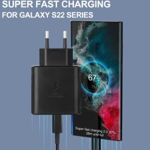 DBZYLN Caricatore 45W per Samsung Galaxy S24,S23,S22 Ultra,S24+ S23+,S22+,S21,S20 FE, Galaxy Tab S8,S8 Ultra Caricabatterie Tipo C Ricarica Rapida USB C Carica Alimentatore con 2M Cavo – Nero