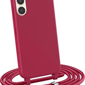 MyGadget Cover per Samsung Galaxy S23 FE – Custodia con Corda – Case con Cordino Opaca Antiurto/Bumper con Laccio/Tracolla – Practical Stylish per Collo Bordeaux