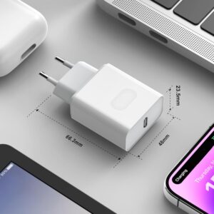 Presa USB C, 25W USBC Caricatore per iPhone 16/16 Pro/16 Pro Max/16 Plus/15/14/13/12/11/XS Max/X,Caricabatterie Rapido Type C Carica Alimentatore Spain Ricarica Adattatore Muro Trefard