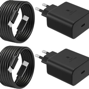 2-Pack 45W USB C Caricabatterie Veloce per Samsung Galaxy S25 S24 S23 S22 S21 S20 Ultra 5g S24+ S23+ Note10+ A55 A54, Tab S9 S8 S10+, Super Fast Charging Alimentatore Caricatore con 2M Cavo Tipo C