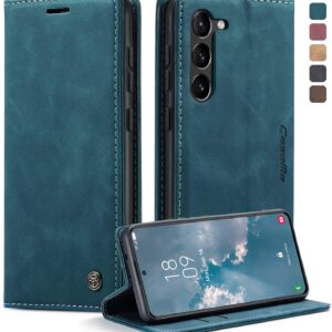 KZB Cover per Samsung Galaxy S23 5G Pelle Premium Portafoglio Protezione Wallet Libro Flip Case Magnetica Supporto Custodia per Samsung Galaxy S23 6,1” – Blu-verde