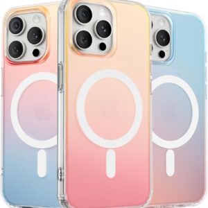 ORNARTO Cover per iPhone 15 Pro Max, Custodia Translucent Iridescente【Support for MagSafe】 Anti Ingiallimento, Protettiva Fluorescente Colorata Case per Ragazze e Donne 6,7 Pollici 2023