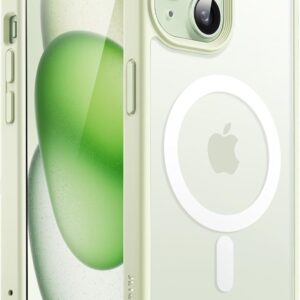 JETech Cover Magnetica per iPhone 15 Plus 6,7 Pollici Compatibile con MagSafe, Custodia Traslucida Opaca Posteriore Sottile Antiurto (Verde)