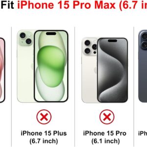 Yoedge Magnetica Cover per iPhone 15 Pro Max 6,7″ con Cordino, Compatibile con MagSafe, Custodia Traslucida Opaca Hard PC Sottile TPU Antiurto Protettiva Case con Corda Collana Tracolla Laccio, Nero