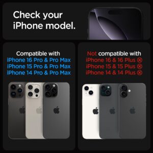Spigen Glas.tR EZ Fit Optik Pro Protezione Fotocamera compatibile con iPhone 16 Pro/Pro Max, 15 Pro/Pro Max, 14 Pro/Pro Max, 2 Pezzi, L-Series Edition, Anello Individuale, Durezza 9H Pellicola