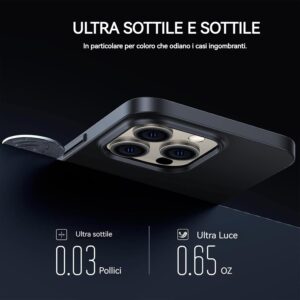 FAOMSEBS Cover Ultra Sottile per iPhone 15 Pro Max 6,7” [Ultra Thin come Niente] [Finitura Opaca al Tatto] [Ricarica Wireless] Custodia Antiurto Robusto Cover per iPhone 15 Pro Max Case Slim 2023