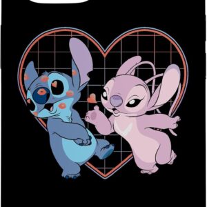 Custodia per iPhone 15 Disney Lilo e Stitch Angelo Cuore Baci