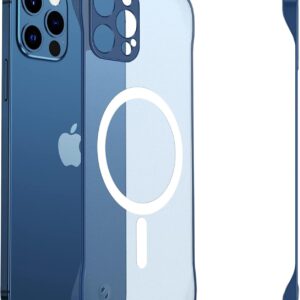 FAOMSEBS Magnetica Senza Bordo Cover per iPhone 15 Pro per MagSafe [Magnetico Potente] (Sensazione di Metallo Nudo) Custodia Slim Opaca Traslucido Antishock per iPhone 15 Pro Cover Magnetica, Blu