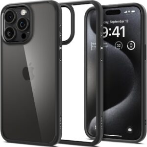 Spigen Cover Ultra Hybrid Compatibile con iPhone 15 Pro Max – Nero Opaco