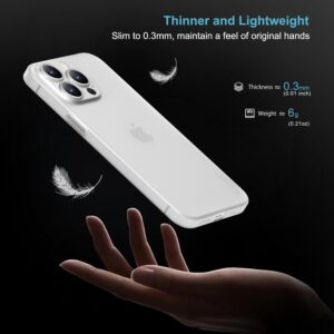 memumi Ultra Sottile Custodia per iPhone 15 Pro, 0.3mm Super Light Matte Hard Cover Posteriore per iPhone 15 Pro Sottile, Cassa del Telefono Minimalista Progettato