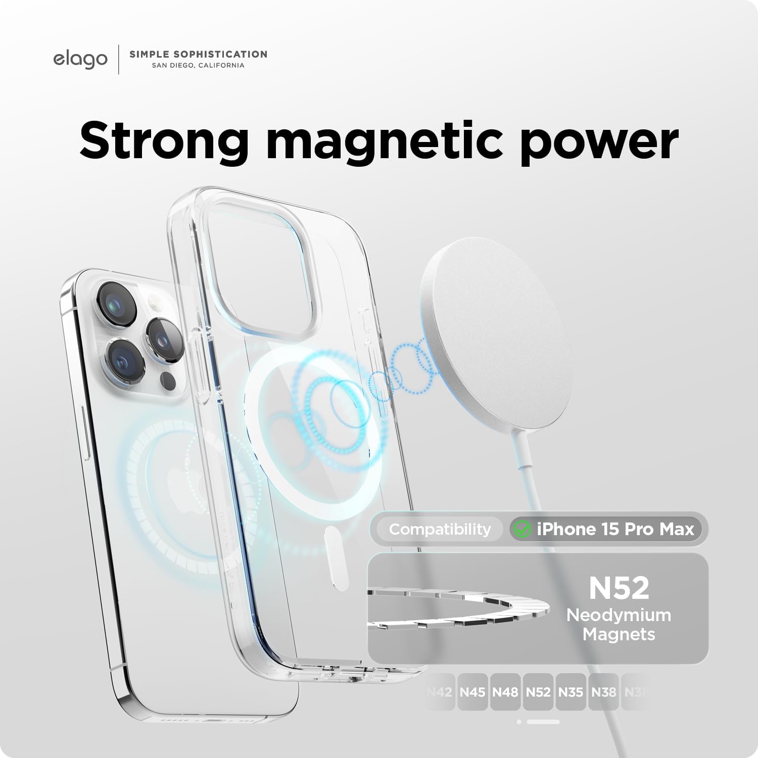 elago Cover Magnetica Trasparente Ibrida Custodia Compatibile con iPhone 15 Pro Max Case, Compatibile con MagSafe, PC+TPU, Protezione Cadute Grado Militare USA, Ingiallimento Ridotto - immagine 2