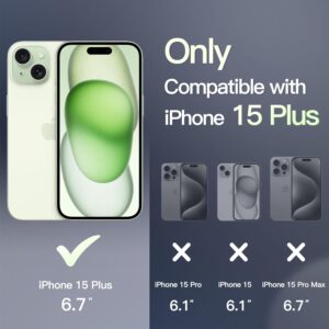 JETech Cover Magnetica per iPhone 15 Plus 6,7 Pollici Compatibile con MagSafe, Custodia Traslucida Opaca Posteriore Sottile Antiurto (Verde)