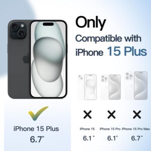 JETech Cover Magnetica per iPhone 15 Plus 6,7 Pollici Compatibile con MagSafe, Cellulare Paraurti Custodia, Solida Colore Opaco TPU Telaio, Anti-Graffio Retro Trasparente (Nero)