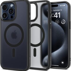 Spigen Cover per iPhone 15 Pro Max, Ultra Hybrid MagFit, Compatibile con MagSafe – Frost Black