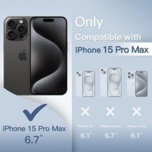 JETech Cover Ultra Sottile per iPhone 15 Pro Max 6,7 Pollici, Lente Fotocamera Cover, Opaca Finitura Custodia Rigida in PP, Supporta la Ricarica Wireless (Titanio Nero)