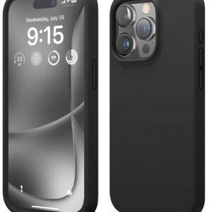 elago Cover Silicone Liquido Compatibile con iPhone 15 Pro Case, Custodia Silicone Premium, Protezione Completa [Struttura Antiurto a 4 Strati], Fodera in Morbida Microfibra Antigraffio (Nero)