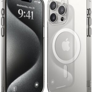 elago Cover Magnetica Trasparente Ibrida Custodia Compatibile con iPhone 15 Pro Max Case, Compatibile con MagSafe, PC+TPU, Protezione Cadute Grado Militare USA, Ingiallimento Ridotto