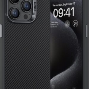 BENKS Cover Magnetica per iPhone 15 Pro Max Compatibile con Magsafe, Protezione di Livello Militare Custodia Antiurto Realizzata con Fibra Aramidica 600D Autorizzata da DuPont Kevlar