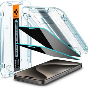 Spigen Glas.tR EZ Fit Vetro Temperato compatibile con iPhone 15 Pro Max, 2 Pezzi, Anti-Spia, Protezione della Privacy, Durezza 9H Pellicola prottetiva