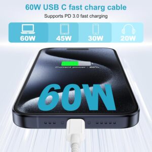 Cavo iPhone 15 16 3M, Cavo USB Type-C 3 Metri Cavo USB C USB C, 60W Cavo Type C to Type C Cavetto Nylon Cavi Tipo C Ricarica Rapida per iPhone 15 16 Pro Max/15 16 Plus/16,iPad Pro/Air,Samsung Galaxy