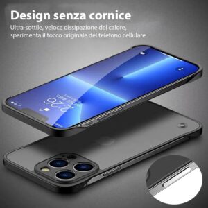 FAOMSEBS Senza Bordo Cover per iPhone 15 Pro Max (Sensazione di Metallo Nudo) [Opaca Traslucido] [Ultra Sottile Come Senza Custodia] Custodia Antishock Cover iPhone 15 Pro Max Case Slim 6,7” 2023