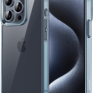JETech Cover per iPhone 15 Pro Max 6,7 Pollici, Anti Ingiallimento Custodia con Antiurto, Anti-Graffio e Retro Trasparente (Blu)