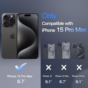 JETech Cover Magnetica per iPhone 15 Pro Max 6,7 Pollici Compatibile con MagSafe, Custodia Traslucida Opaca Posteriore Sottile Antiurto (Nero)