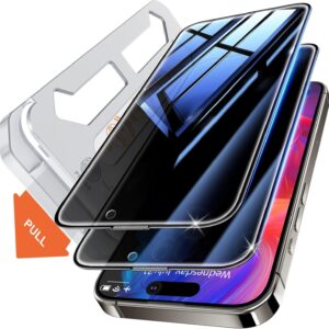 Tentoki Privacy Pellicola per iPhone 15 Pro Max (6,7”), [2 Pezzi] Vetro Temperato – Vetrino installazione semplicissima,piena copertura, Anti-Spia,Anti Graffio,Durezza 9H