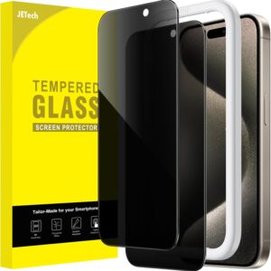 JETech Privacy Pellicola Protettiva per iPhone 15 Pro Max 6,7 Pollici, Anti-Spy Vetro Temperato Film con Strumento di Installazione Facile, Pacco da 2