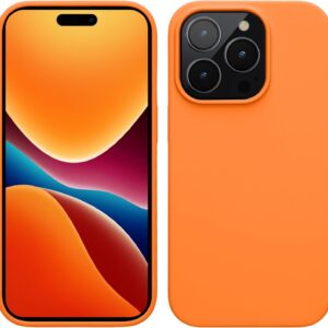 kwmobile Cover per Apple iPhone 15 Pro Custodia – Back Case Antiurto Bordo Rialzato – in Silicone TPU Flessibile – arancia fruttata
