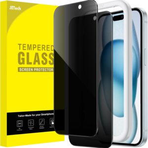 JETech Privacy Pellicola Protettiva per iPhone 15 Plus 6,7 Pollici, Anti-Spy Vetro Temperato Film con Strumento di Installazione Facile, Pacco da 2