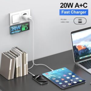 Caricatore USB C, 20W Presa per iPhone 16/16 Pro/16 Pro Max/16 Plus/15/14/13/12/11 SE XR XS 8 7 6S 5S, USBC Caricabatterie Rapido Alimentatore Spina Ricarica Adattatore Muro Carica Spinotto